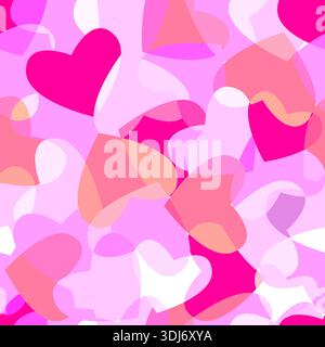 Nahtloser Hintergrund mit Herzen. Handgezeichnet. Nicht AI, Vektordarstellung. Stock Vektor