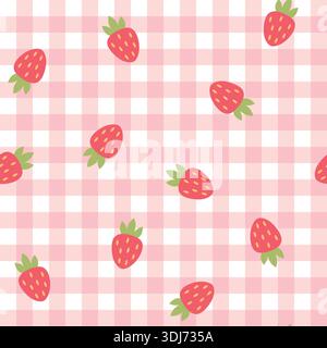 Karierter Hintergrund mit Erdbeeren Stock Vektor