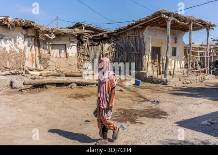 In den Straßen von Asaita, Afar Region, Äthiopien Stockfoto