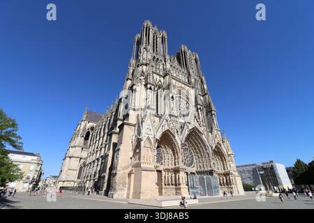 Cathédrale Notre-Dame de Reims, cathédrale de style gothique, ville de Reims, Département de la Marne, Frankreich Stockfoto