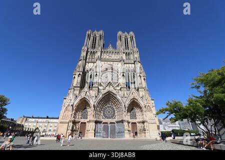 Cathédrale Notre-Dame de Reims, cathédrale de style gothique, ville de Reims, Département de la Marne, Frankreich Stockfoto