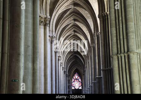 Cathédrale Notre-Dame de Reims, cathédrale de style gothique, ville de Reims, Département de la Marne, Frankreich Stockfoto