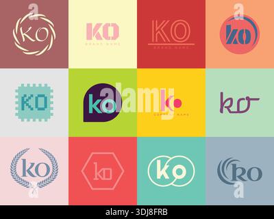 Firmenvorlage mit KO-Logo. Buchstaben k und o. Setzen Sie mit Designelementen verschiedene klassische Serifenschriftarten und modernen, auffälligen Text. Anfängliche Schriftart Stock Vektor