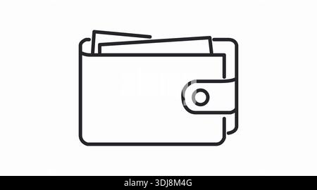 Symbol für Schwarzweiß-Geldbörse – minimalistischer Geld- und Zahlungsvektor für E‑Commerce und Finanzen Stock Vektor