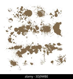 Satz Blots. Brauner Fleck isoliert auf weißem Hintergrund. Handgezeichnet. Nicht AI, Vektordarstellung. Stock Vektor