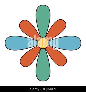 Grooviger Retro-Aufkleber Gänseblümchen Stock Vektor