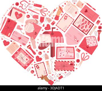 Flaches Herz Love Mail Letter Symbol Stock Vektor