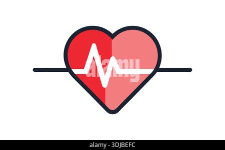 Herzschlag EKG-Linie Grafik Symbol Herzsymbol, medizinische Versorgung Stock Vektor