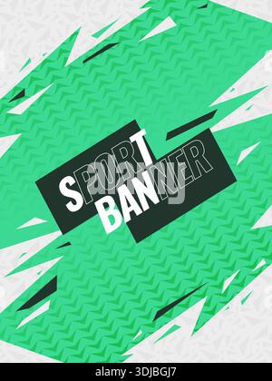 Grüner Sport-Poster-Hintergrund mit Zigzag-Muster und dynamischen Blitzformen. Zusammenfassung für Event-Banner, Poster oder digitale Werbeaktion Stock Vektor