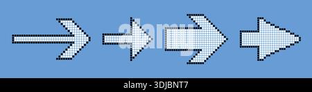 Gepunktete Pfeile gesetzt. Sammlung von Richtungszeigern, die mit Punkten erstellt wurden. Stock Vektor