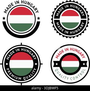 Nationalflagge Ungarns, flache Vektorsymbole setzen Stock Vektor