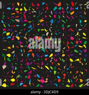 Buntes Blobs-Muster. Lebendige Vektorflecken. Vereinzelte chaotische Spritzer. Professionelle Oberfläche mit dunklem Hintergrund. EPS 10. Stock Vektor