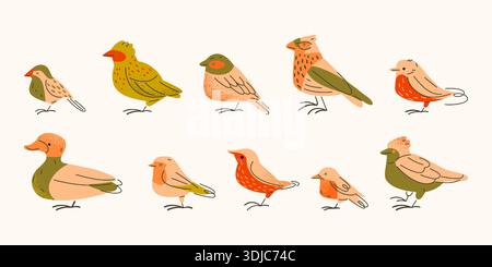 Figurenset Für Frühlingsvögel Stock Vektor