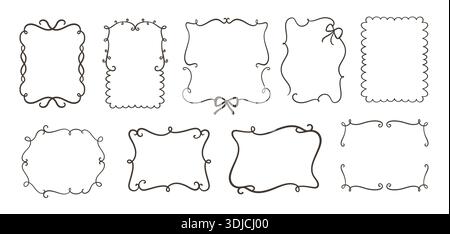 Skurriles Dekorationsrahmen-Set Im Vintage-Stil Stock Vektor