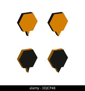 Sprachblase-Sammlung. Orange Talk Cloud. Vektor für Chatnachricht. Dunkles Schattenelement. EPS 10. Stock Vektor