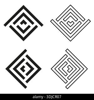 Rautenmuster-Set. Geometrischer Diamantvektor. Lineares quadratisches Symbol. Abstrakte Ornamentform. EPS 10. Stock Vektor