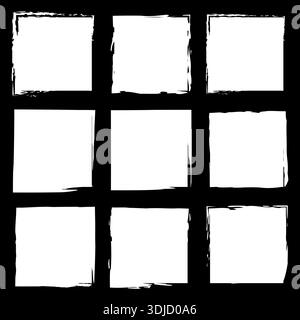 Weißes Farbgitter. Fliesenmuster mit Grunge. Quadratischer Block Vektor. Dunkler Hintergrund. E Stock Vektor