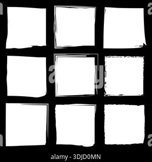 Weiße Grunge-Quadrate. Abstraktes Rastermuster. Vektortexturblock. Grobe Form Art. Stock Vektor