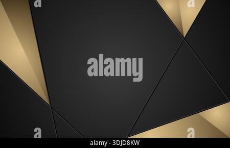 Schwarzer und goldener luxuriöser abstrakter Hintergrund mit geometrischen goldenen Formen. Minimalistische elegante Vektorillustration Stock Vektor