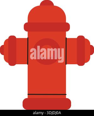 Rotes Hydrantensymbol. Wasserversorgungssäule für die Brandbekämpfung Vektorillustration in Farbe flach für Trainingsmaterialien. Stock Vektor