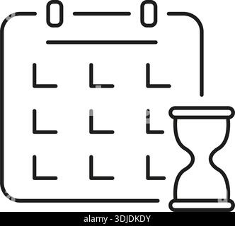Kalender Mit Sanduhrlinie Symbol. Symbol Für Zeitmanagement, Terminverfolgung Und Planungsstruktur. Effiziente Planung Und Produktivität. Bearbeitbar Stock Vektor