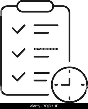Checkliste Mit Symbol Für Taktlinie. Symbol Für Aufgabenverwaltung, Zeiterfassung Und Produktivitätsplanung. Effizienter Workflow Und Planung. Bearbeitbar Stock Vektor