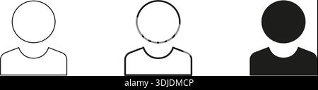 Benutzerprofil Avatar Line Und Solid Symbolgruppe. Benutzeridentifikation, Kontenverwaltung Und Sammlung Von Profilkonturen Und Silhouettensymbolen. Isoliert Stock Vektor