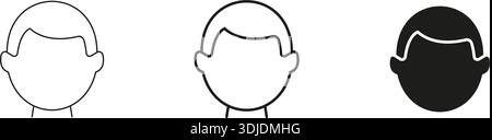 Symbolgruppe „Männlicher Avatar“ Und „Volumenkörper“. Benutzeridentifikation, Profil in sozialen Medien und Online-Präsenz – Outline und Silhouette Symbol Collection Stock Vektor