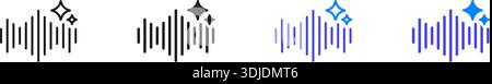 AI Voice Generator Line und Solid Symbol Set. Tools für künstliche Intelligenz für App Outline und Silhouette Symbol Collection. Sprache und Stimme Stock Vektor