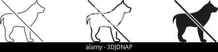 Keine Hunde Erlaubt Symbollinie Und Ausgefüllte Symbolgruppe. Haustierbeschränkungen, Richtlinien Für Haustiere Und Tierverbote, Outline And Silhouette Symbol Collection Stock Vektor
