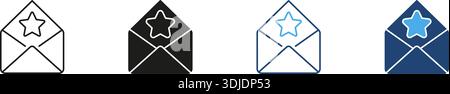 Umschlag Mit Sternenlinie Und Festem Symbol. Vorgestellte E-Mail, Wichtige Nachricht Und Priority Mail Outline Und Silhouette Symbol. Kommunikation Und Stock Vektor