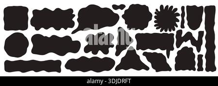 Handgezeichnete organische Zitate mit gewellten Kanten. Abstraktes Rechteck, ovale Formen für Text, Banner und Etiketten. Vektorentwurzelemente mit unregelmäßig Stock Vektor