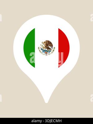 Mexikanische Flagge in einer Karte Lage Pin, ein modernes Vektorsymbol, das ein Reiseziel und Nationalstolz darstellt. Stock Vektor