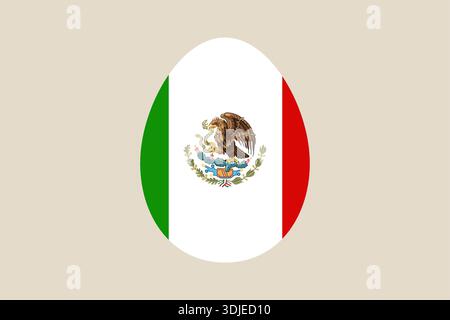 Mexikanische Flagge mit nationalem Emblem in einer Illustration in Eierform für ein patriotisches und modernes Konzept. Stock Vektor