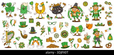 Cartoon-groovige Saint Patrick Day lustige Charaktere Stock Vektor