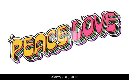 Cartoon grooviges Hippie Peace Love y2k Symbol Stock Vektor