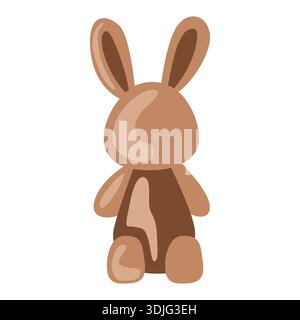 Schokoladenhase. Flaches Vektorbild von Schokoladenfutter mit glänzender Oberfläche und Schatten. Geeignet für Themendesigns. Stockfoto