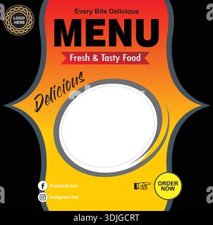 Flyer-Vorlage für Restaurantmenüs – Layout für Werbeartikel für Speisen und Getränke Stock Vektor