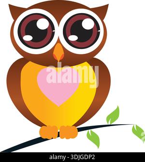 Eulen Illustrator Farbe voll gelbbraun Stock Vektor