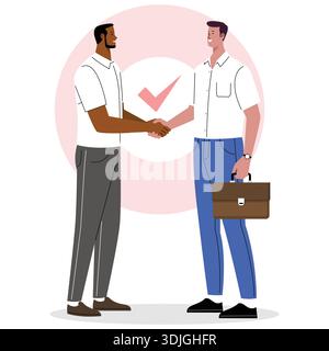 Zwei professionelle Männer, die nach einem erfolgreichen Deal die Hand schütteln. Stock Vektor