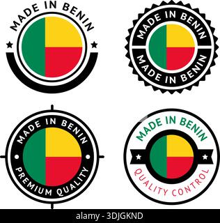 Nationalflagge der Republik Benin, flache Vektorsymbole setzen Stock Vektor