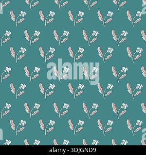 Teal Blush Folk Zweig Muster Stock Vektor