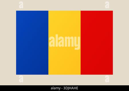Rumänische Flagge präsentiert als sauberes quadratisches Vektorsymbol mit einem subtilen Glanzeffekt auf einem isolierten Hintergrund. Stock Vektor