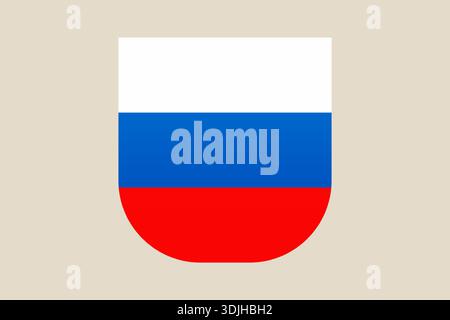 Die russische Flagge in einem modernen Schild, ein einfaches, flaches Vektor-grafisches Symbol, das den nationalen Stolz repräsentiert. Stock Vektor