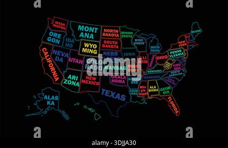 United States Map with State Abbreviations – High-Resolution Vector Map of the United States of America. Stock Vektor