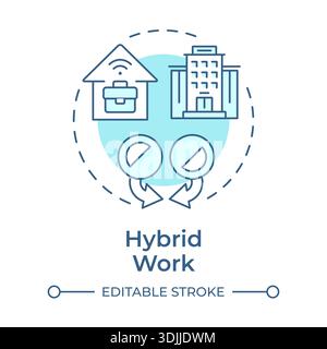 Symbol für Hybrid-Arbeiten in sanftem Blau Stock Vektor