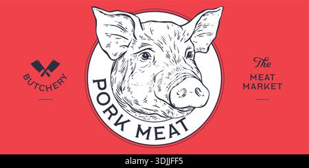 Schweinefleisch, Schwein, Schwein, Fleischskizze, handgezeichnet Stock Vektor