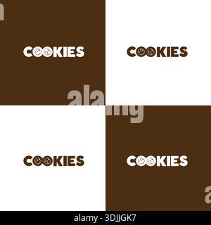 Wortmarke Bäckerei Logo Konzept Cookies .negative Space Logo für Unternehmen, Bäckerei Wortmarke Logo Konzept Stock Vektor