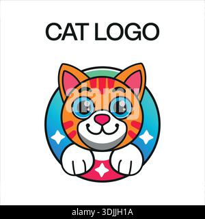 Katzenmaskottchen Illustration Niedliches Und Verspieltes Charakterdesign. Stock Vektor