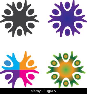 Team Work Logo Global People Connection Symbol Virus Schwarz die künstlerische Seite der Virologie Vektor Stock Vektor